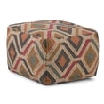thumbnail image 1 of Simpli Home Johanna 20 inch Wide Boho Square Pouf in Multi-Color Cotton and Jute Kilim, 1 of 5