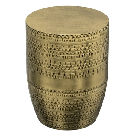 Simpli Home - Johnsen Round Contemporary Iron Accent Side Table - Antique Gold