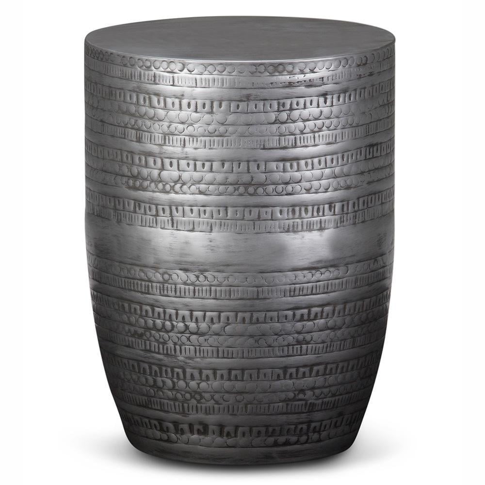 Simpli Home Johnsen 15 inch Wide Tribal Pattern Metal Accent Table in Antique Gold Iron, Assembled