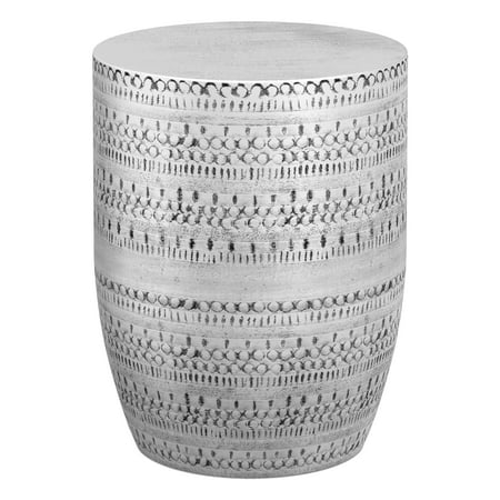 Simpli Home - Johnsen Round Contemporary Iron Accent Side Table - Antique Silver