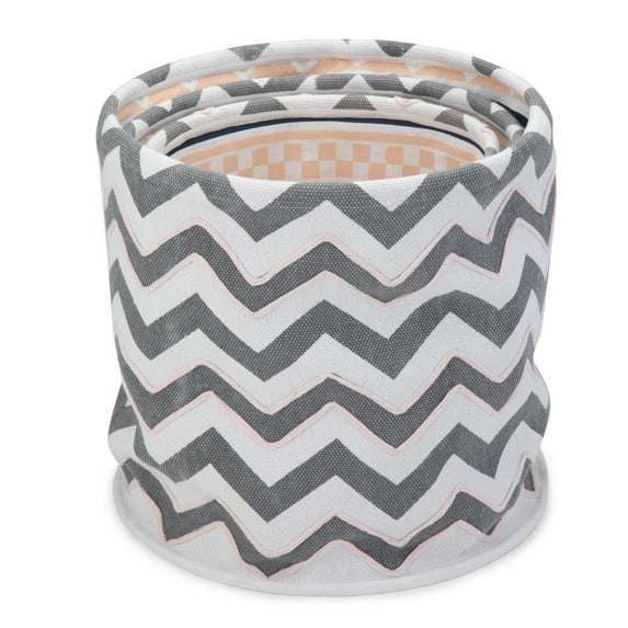 Simpli Home Keon 3-Piece Fabric Nesting Storage Basket Set in White and Gray