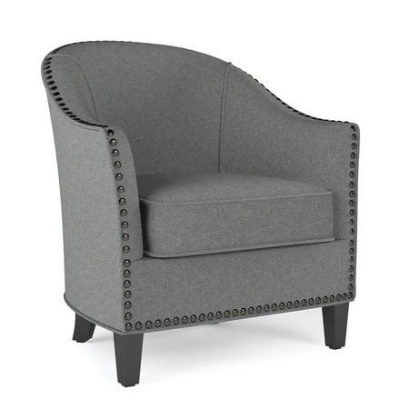 Simpli Home - Kildare 29 inch Wide Transitional Tub Chair in Linen Look Fabric - Slate Grey