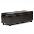 thumbnail image 1 of Kingsley 48 inch Wide Transitional Large Storage Ottoman in Coffee Brown Vegan Leather, 1 of 2