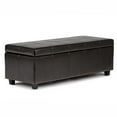 thumbnail image 1 of Kingsley 48 inch Wide Transitional Large Storage Ottoman in Coffee Brown Vegan Leather, 1 of 2