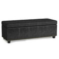 thumbnail image 1 of Simpli Home Kingsley Large Storage Ottoman In Distressed Black Vegan Faux Leather, 1 of 3