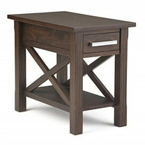 Kitchener SOLID WOOD 14 inch Wide Rectangle Contemporary Narrow Side Table in Warm Walnut Brown