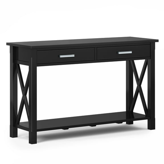 Simpli Home Kitchener SOLID WOOD 47 inch Wide Contemporary Console Sofa Table in Black