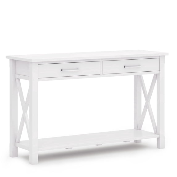 Simpli Home Kitchener 47 inch Wide Solid Wood Contemporary Console Sofa Table in White