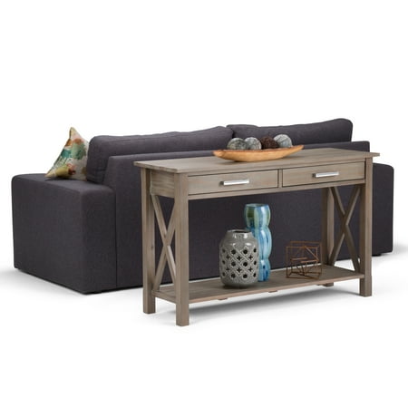 Simpli Home - Kitchener Rectangular Contemporary Wood 2-Drawer Console Table - Distressed Gray