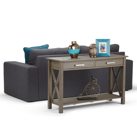 Simpli Home - Kitchener Rectangular Contemporary Wood 2-Drawer Console Table - Farmhouse Gray