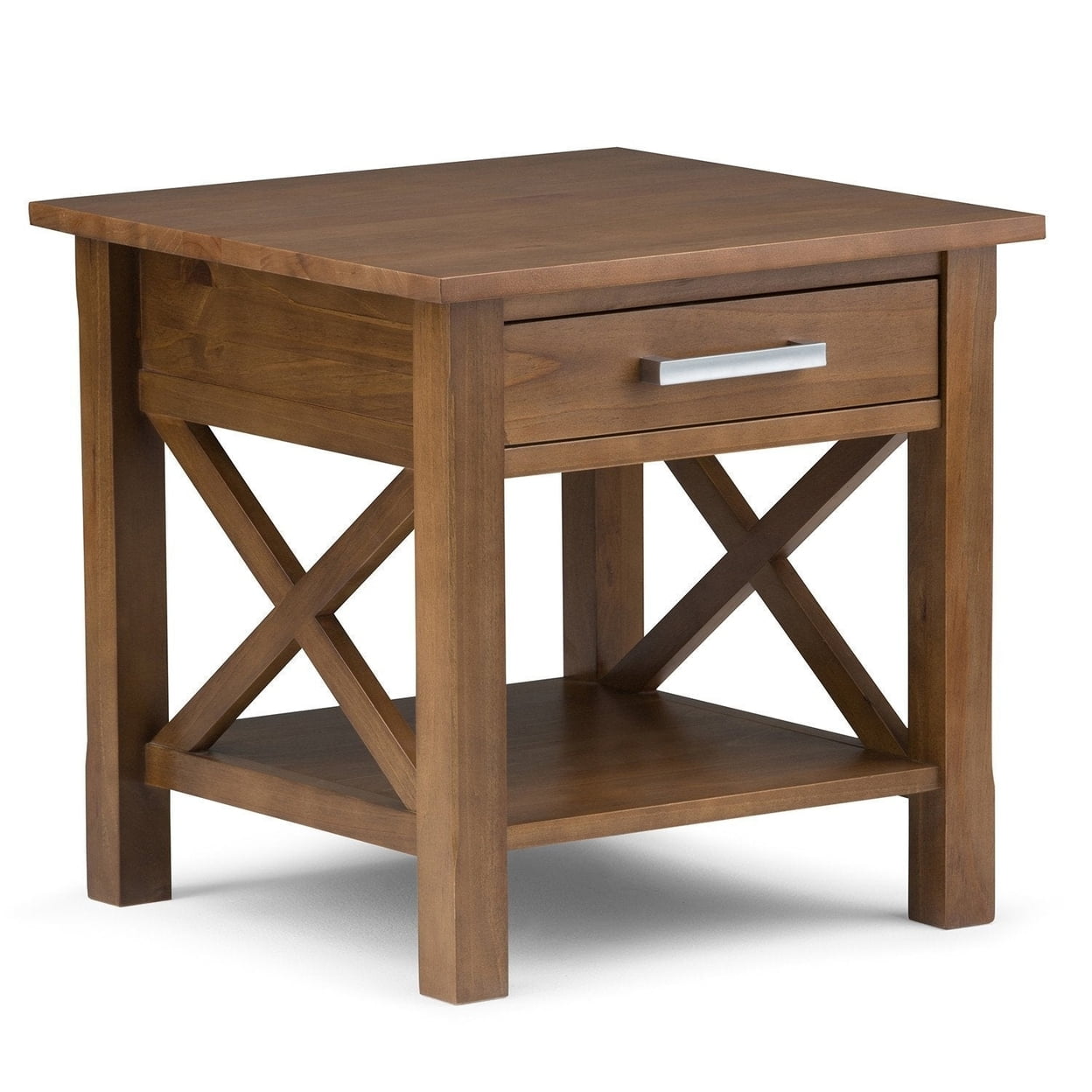 Farmhouse Gray Contemporary Square End Table with Storage