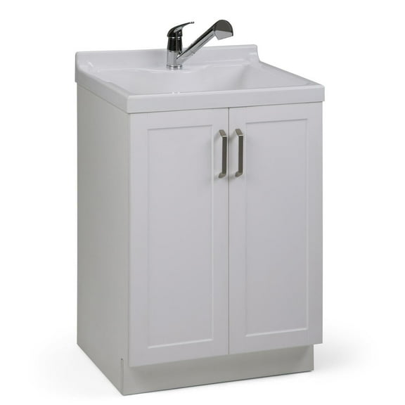 Simpli Home Kyle 24 inch Laundry Cabinet with Pull-out Faucet and ABS Sink