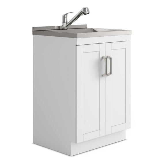 Simpli Home Kyle All-In-One 24-inch Laundry Utility Sink and Cabinet
