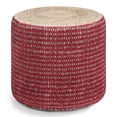 thumbnail image 1 of Simpli Home Larissa Boho Round Braided Pouf in Natural and Maroon Jute, 1 of 5