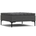 thumbnail image 1 of Laura 36 inch Wide Transitional Square Mid&nbsp;Century&nbsp;Lift Top Storage Ottoman in Slate Grey Polyester Linen, Assembled, 1 of 15