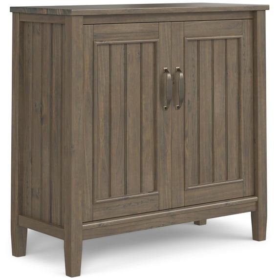 Simpli Home Lev SOLID WOOD 32 inch Wide Contemporary Low Storage Cabinet in Smoky Brown