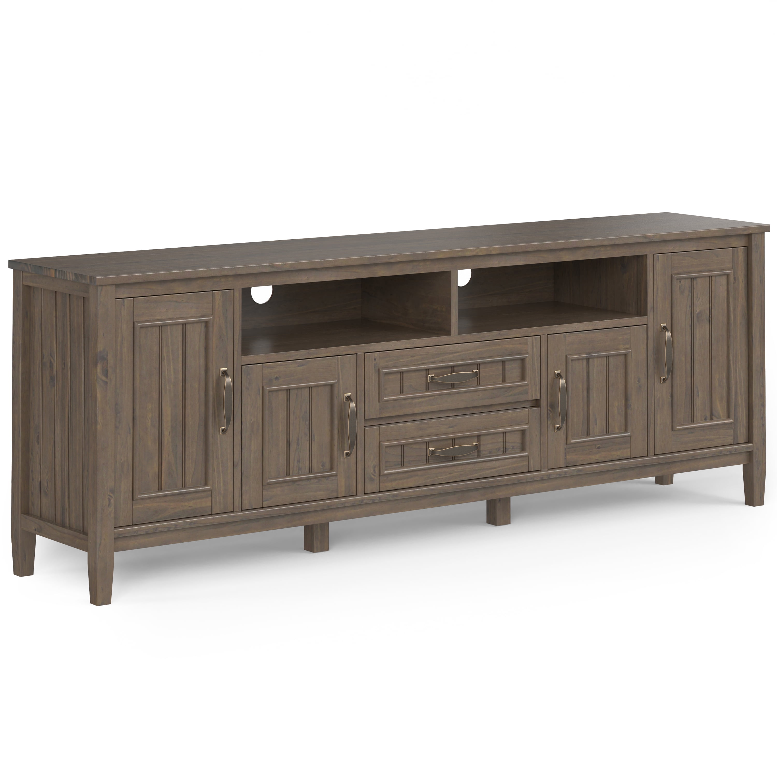Lev Smoky Brown Solid Wood 72" Wide Contemporary TV Media Stand