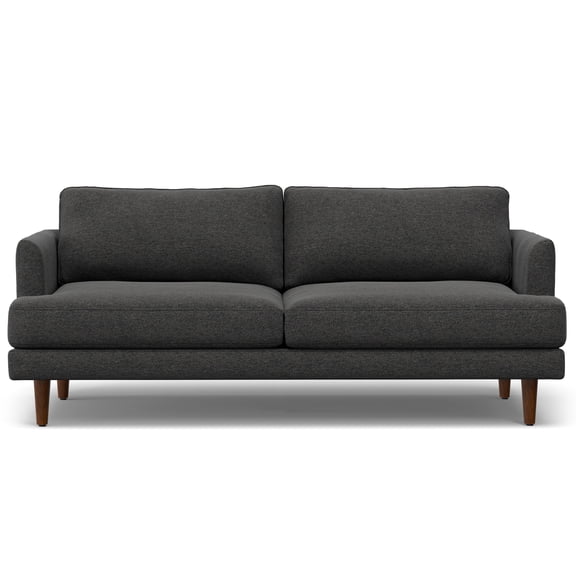 Livingston 76 inch Wide Mid-Century Modern Loveseat Sofa in Charcoal Grey Woven-Blend Fabric