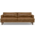 thumbnail image 1 of Livingston 90 inch Wide Mid-Century Modern Sofa in Caramel Brown Top Grain Genuine Leather, 1 of 11