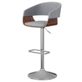 thumbnail image 1 of Simpli Home Lowell Mid Century Modern Adjustable Swivel Bar Stool in Stone Grey Vegan Faux Leather, 1 of 12