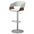 thumbnail image 1 of Simpli Home Lowell Mid Century Modern Adjustable Swivel Bar Stool in White Faux Leather, 1 of 12