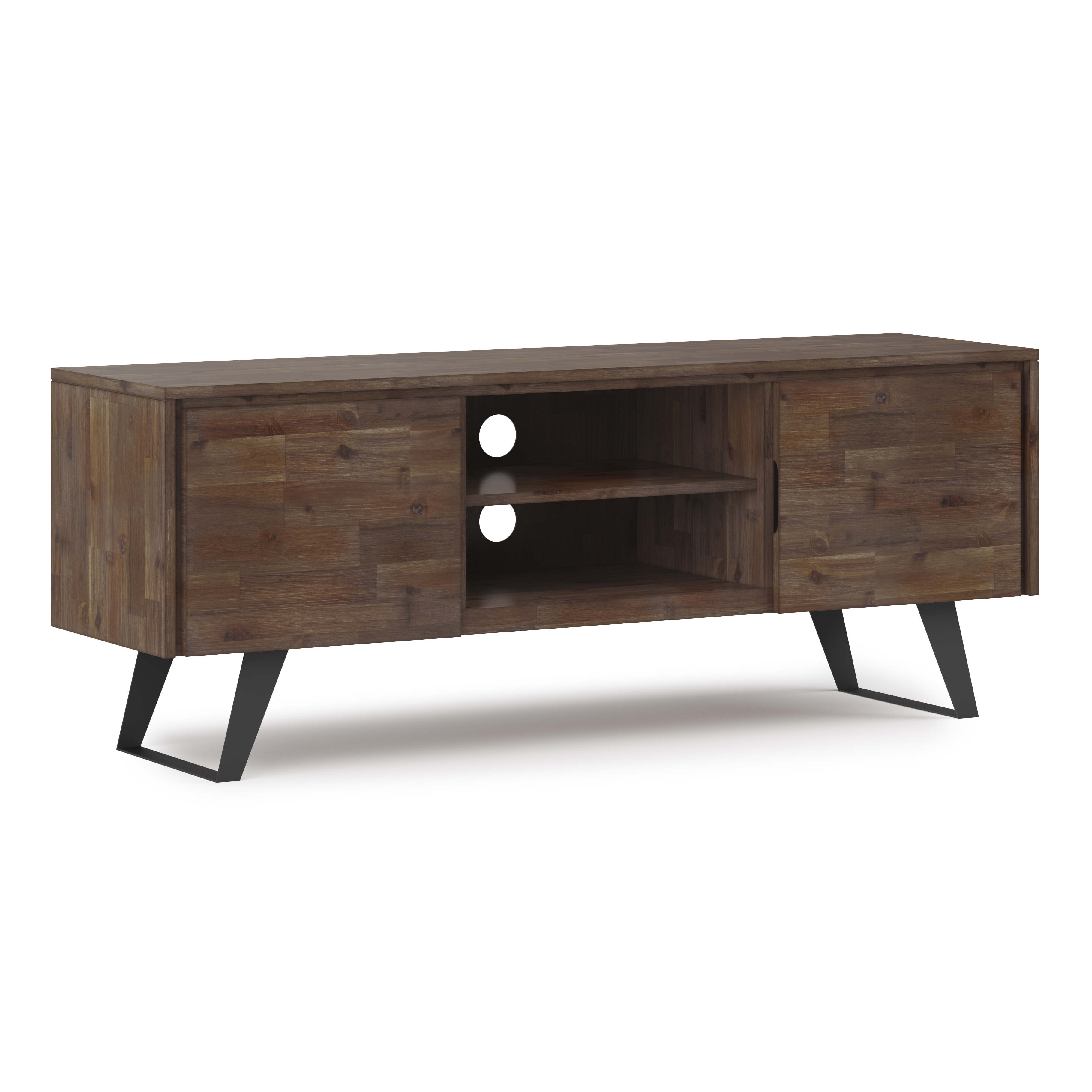 Simpli Home Lowry 63" Solid Wood Modern TV Stand in Rustic Aged Brown - image 1 of 13