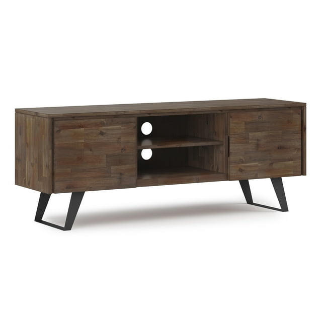 Simpli Home Lowry 63" Solid Wood Modern TV Stand in Rustic Aged Brown