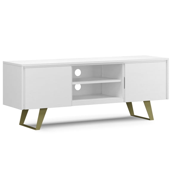 Lowry 63 inch Wide Solid Wood TV Stand in White For TVs up to 70 inches