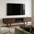 thumbnail image 1 of Simpli Home Lowry 72 inch Wide Solid Wood TV Stand in Distressed Charcoal Brown For TVs up to 80 inches, 1 of 12