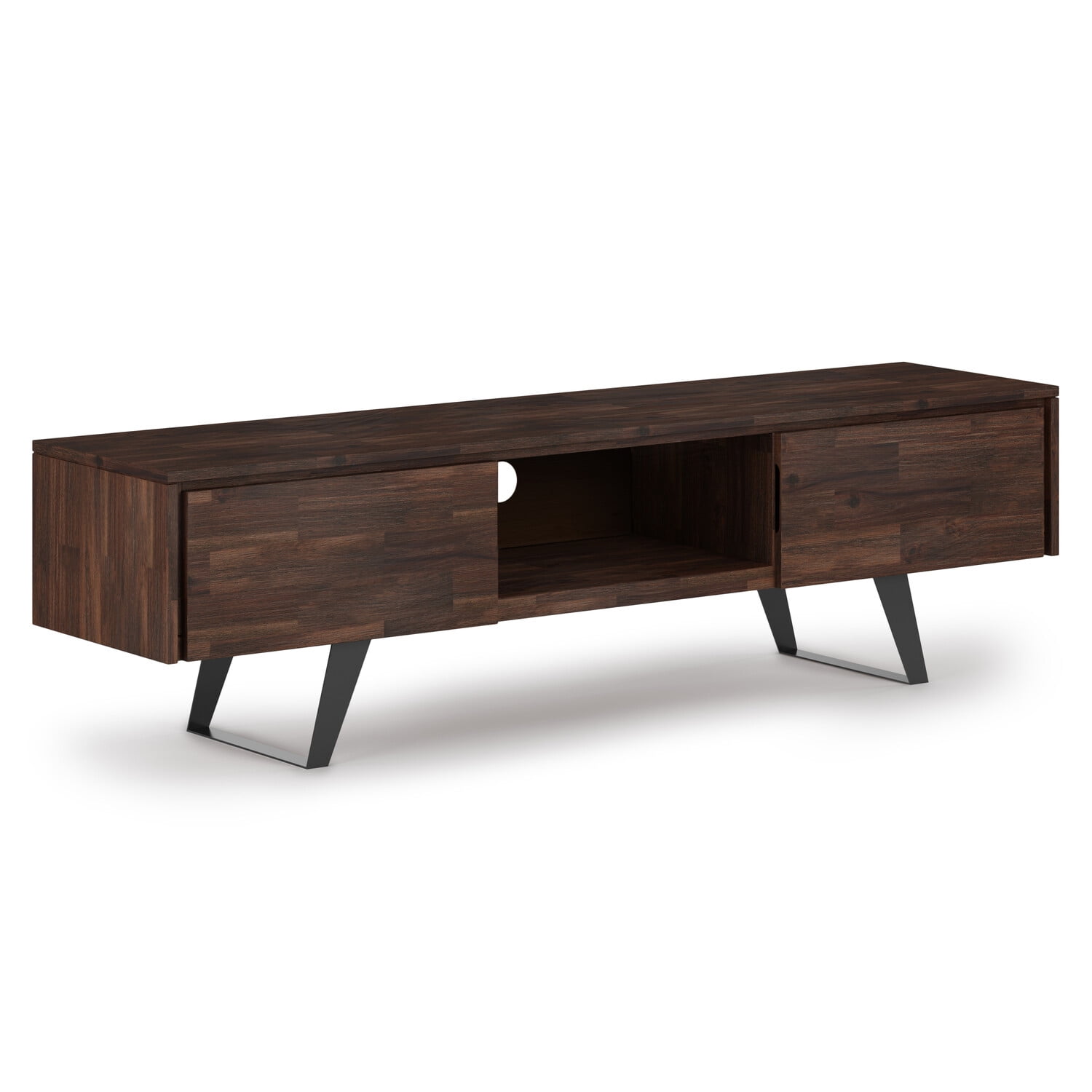 Lowry 72 Inch Distressed Charcoal Brown Acacia TV Media Stand