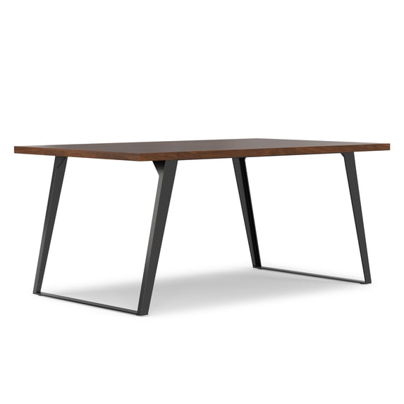 Simpli Home Lowry 66 inch x 40 inch Rectangle Modern Industrial Dining Table in Walnut Veneer