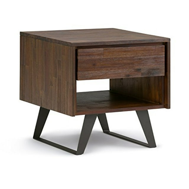 Simpli Home Lowry End Table in Charcoal Brown
