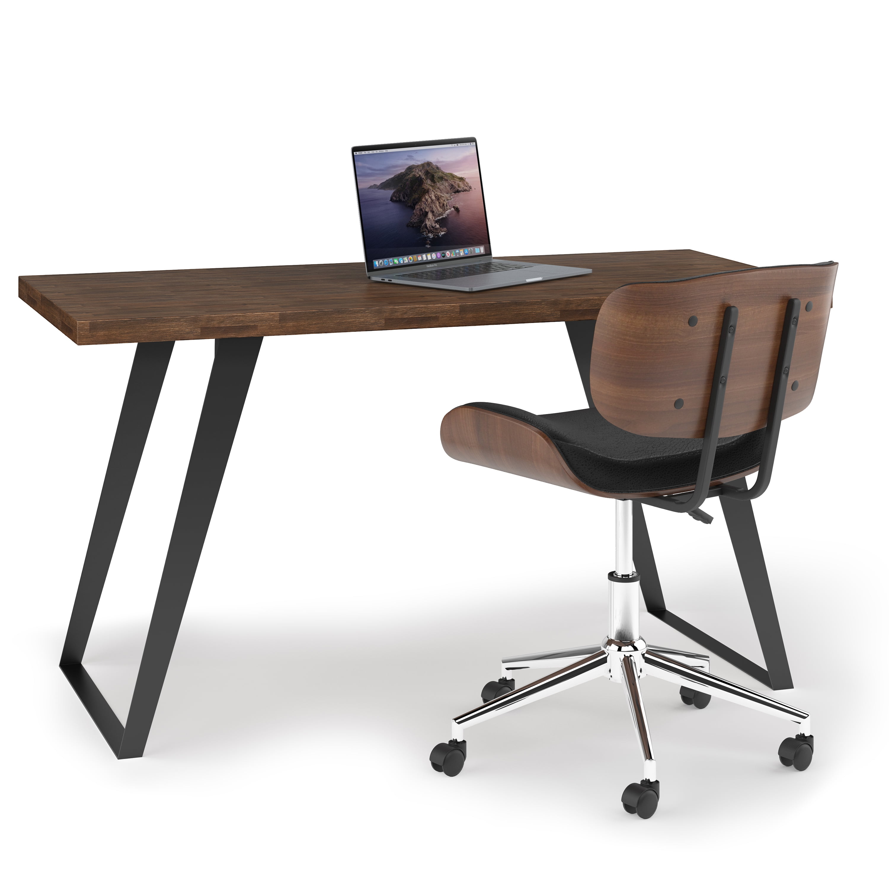 Lowry Rustic Natural Aged Brown Acacia Wood Desk