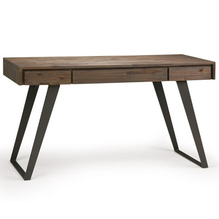 Simpli Home - Lowry Rectangular Modern Industrial Solid Acacia Wood 2-Drawer Table - Rustic Natural Aged Brown