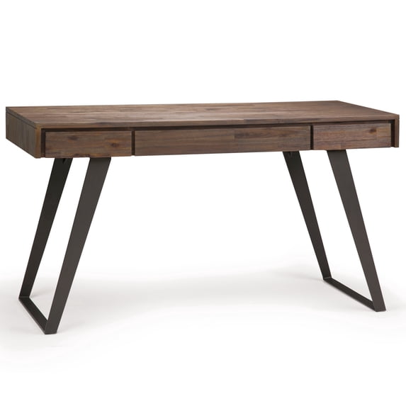 Simpli Home Lowry 54 inch Wide Solid Acacia Wood Modern Industrial Desk in Rustic Natural Aged Brown