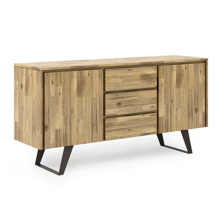 Simpli Home - Lowry Modern Industrial Acacia Wood And Metal 2-Door 3-Drawer Sideboard - Distressed Golden Wheat