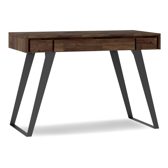 Simpli Home Lowry SOLID ACACIA WOOD Modern Industrial 44 inch Wide Small Desk in Distressed Charcoal Brown