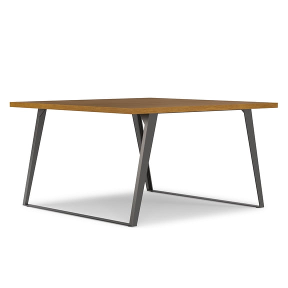 Simpli Home Lowry 54 inch x 54 inch Square Modern Industrial Square Dining Table in Oak Veneer