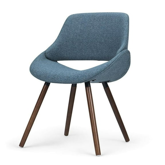 Simpli Home Malden Bentwood Dining Chair in Denim Blue Woven Fabric