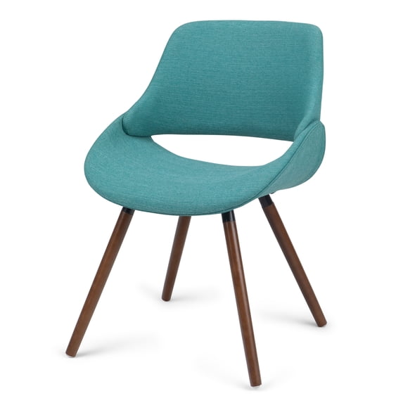Simpli Home Malden Bentwood Dining Chair in Turquoise Blue Woven Fabric