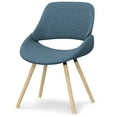 thumbnail image 1 of Malden Modern Bentwood Dining Chair with Light Wood in Blue Polyester linen, 1 of 13