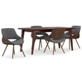 thumbnail image 1 of Malden / Draper Mid Century Modern 5 Pc Dining Set with 4 Upholstered Bentwood Dining Chairs in Grey Woven Fabric and 66 inch Wide Table, 1 of 9