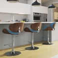 thumbnail image 1 of Simpli Home Marana Bentwood Adjustable Swivel Bar Stool In Blue Linen Linen Look Fabric, 1 of 13