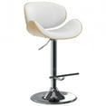 thumbnail image 1 of Simpli Home Marana Bentwood Adjustable Swivel Bar Stool In White Vegan Faux Leather, 1 of 11
