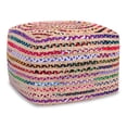 thumbnail image 1 of Simpli Home Simpli Home Margo 20 inch Wide Boho Pouf in Multicolor Natural Jute/Cotton Chindi, Assembled, 1 of 6