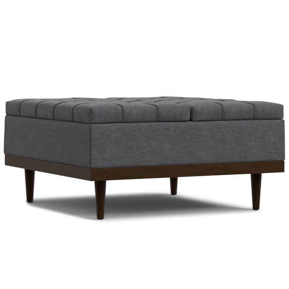 Simpli Home Mariah 36W Square Split Lift Top Storage Ottoman