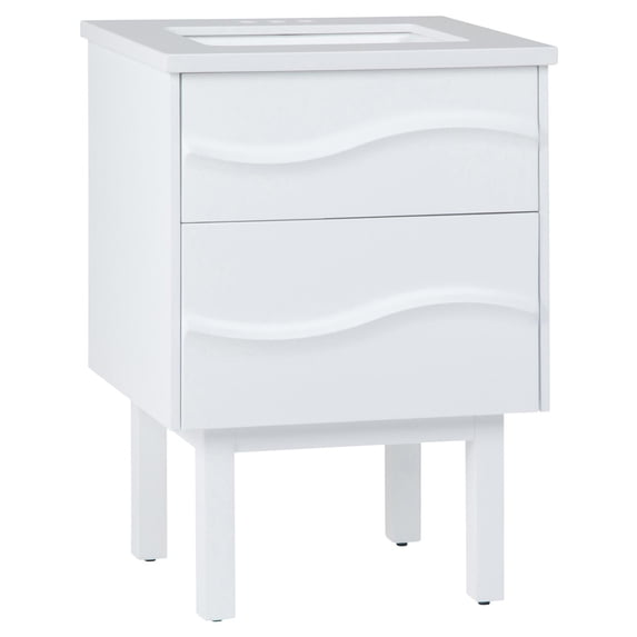 Simpli Home Marlowe 30 inch Bath Vanity with White Engineered Marble Top
