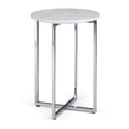 thumbnail image 1 of Simpli Home Marsden 18 inch Wide Modern Side Table with Polished Stainless Steel Base in White, Silver, 1 of 9