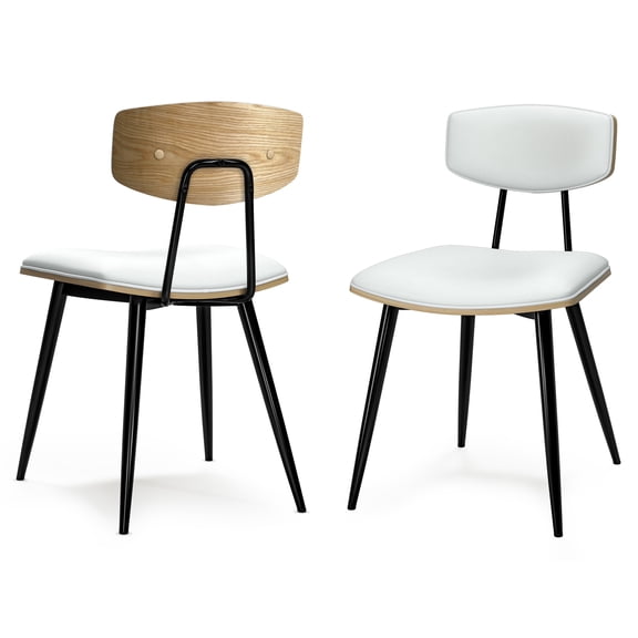 Simpli Home Mavis Dining Chair (Set of 2) in White Vegan Faux Leather