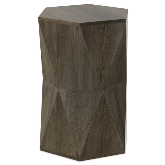 Simpli Home Mckinley SOLID MANGO WOOD 16 inch Wide Polygon Contemporary Side Table in Ash Grey, Fully Assembled